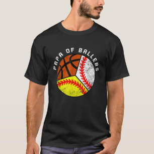 Mannen papa van ballers grappige honkbal softbal b t-shirt