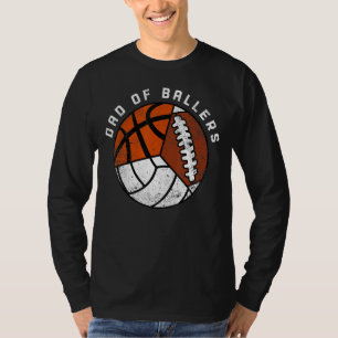 Mannen Papa Van Ballers Volleybal Basketbal Voet T-shirt