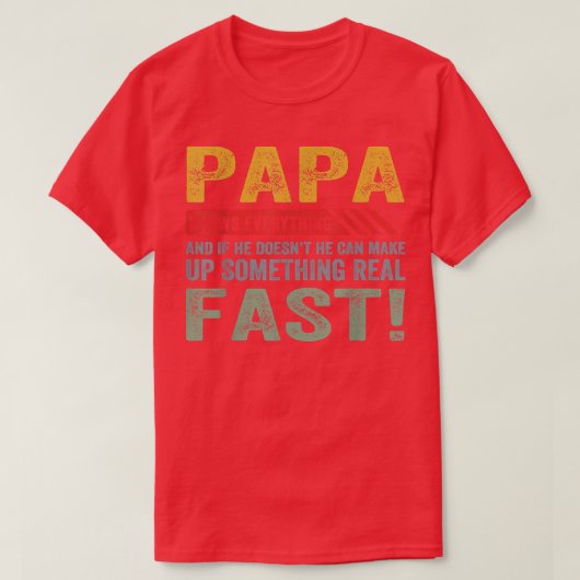 Mannen Papa weet alles van opa Vaderdag vii T-shirt (Design voorkant)