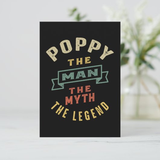 Mannen papaver het Man Myth Legend vader Gift RSVP Kaartje (Staand voorkant)