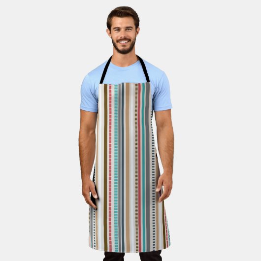 Mannen pastel Striped Apron Schort (Gedragen)