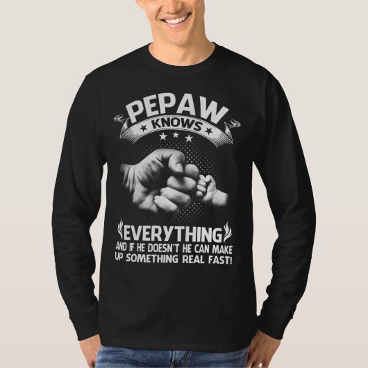 Mannen PEPAW kent alles Shirt 60th Gift Funny (Voorkant)