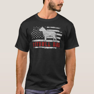 Mannen Pit Bull Papa verergerd Amerikaans vlagpatr T-shirt