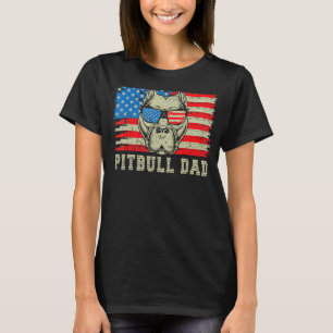 Mannen Pitbull Pap American Pit Bull Dog ons Vlag T-shirt