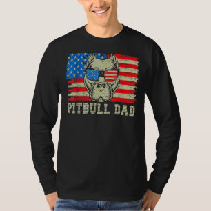 Mannen Pitbull Pap American Pit Bull Dog ons Vlag  T-shirt