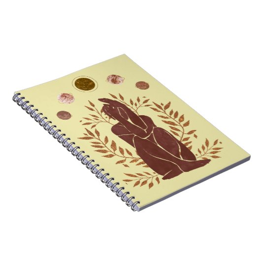 Mannen planten met vete planeten denken over maan notitieboek (Rechterzijde)