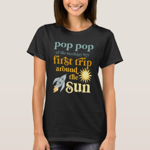Mannen Pop Pop Buitenruimte 1e verjaardag eerste r T-shirt