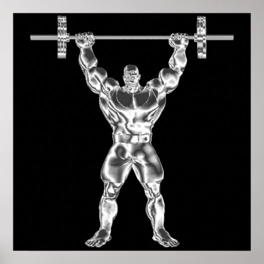 Mannen Poster voor chroom Powerlifter (Voorkant)