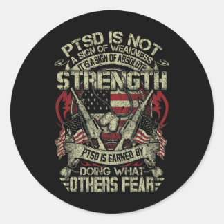Mannen PTSS Post-traumatische stressstoornis Sterk Ronde Sticker
