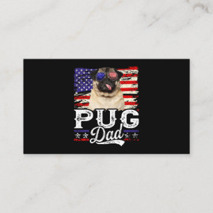 Mannen Pug Dad USA Flag Patriotic Fathers Day Visitekaartje