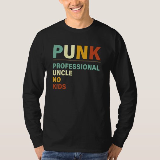  Mannen Punk Professionele Oom Geen Kinderen T-shirt (Voorkant)