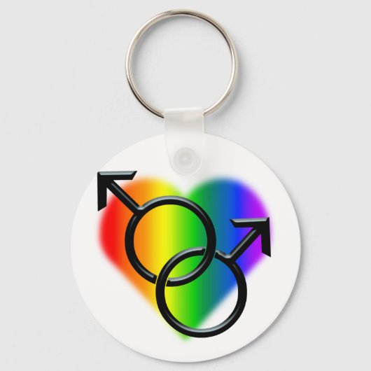Mannen Rainbow Pride Sleutelhanger (Voorkant)