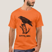 Mannen Raven Halloween T Shirt Oranje personaliser (Voorkant)