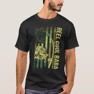 Mannen Reel Cool Baba Amerikaanse Vlag Visser Reel T-shirt