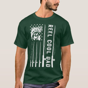 Mannen Reel Cool Dad USA Vlag T-shirt Fisherman Da
