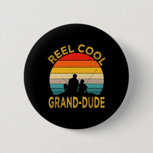 Mannen Reel Cool Grand Dude Vissen Daddy  Re Ronde Button 5,7 Cm