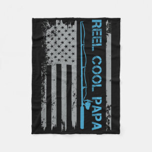 Mannen Reel Cool Papa Vissen Us Vlag Patriottisch Fleece Deken