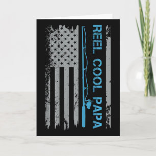 Mannen Reel Cool Papa Vissen Us Vlag Patriottisch Kaart
