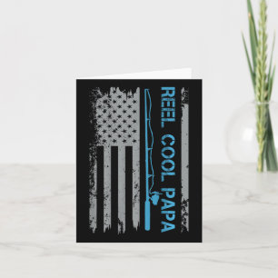 Mannen Reel Cool Papa Vist Amerikaanse Vlag Patrio Kaart