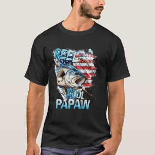 Mannen Reel Cool Papaw 4 juli Vissen USA Vlag Vade T-shirt
