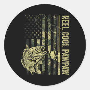 Mannen Reel Cool Pawpaw Camouflage - Amerikaanse v Ronde Sticker