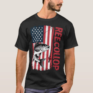 Mannen Reel Cool Pop Vissen Amerikaanse Vlag Opa T-shirt