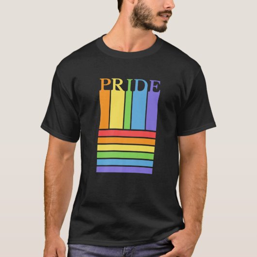 Mannen regenboogstripes met de Gay Pride Retro T-shirt (Voorkant)