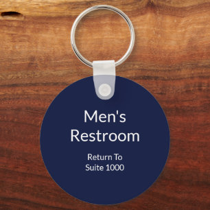 Mannen Restroom Terug naar Suite Blauw & Wit Tekst Sleutelhanger