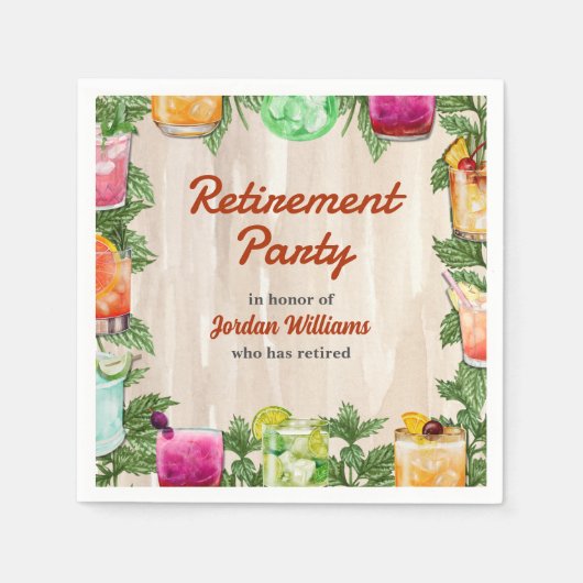 Mannen Retirement Zomer Achtertuin Cocktail Party Servet (Voorkant)
