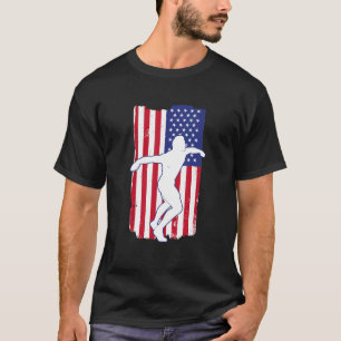 Mannen Retro Amerikaanse vlag met Discus Thrower S T-shirt