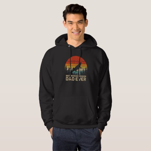 Mannen Retro  Best Bearted Dragon Pap ooit Hoodie (Voorkant volledig)