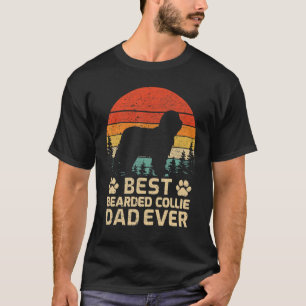 Mannen Retro Beste gedekte Collie Pap Oog Fa T-shirt