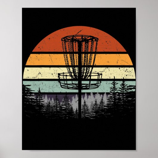 Mannen Retro Disc Frisbee Golf-cursus Poster (Voorkant)