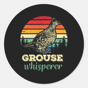 Mannen retro gerimpelde korhoen fluisteraar vogelj ronde sticker