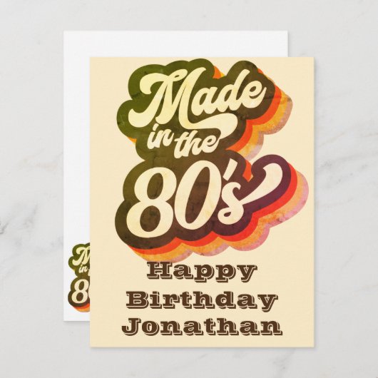 Mannen Retro  Happy Birthday Funny Made in 80's (Voorkant / Achterkant)