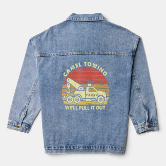Mannen retro kameel slepen goed trek het uit t denim jacket