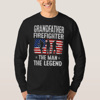 Mannen retro ons Flag Fathers Day Grandfather Fire T-shirt
