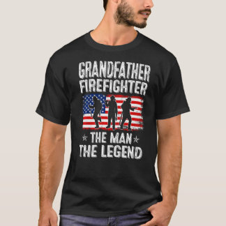 Mannen retro ons Flag Fathers Day Grandfather Fire T-shirt