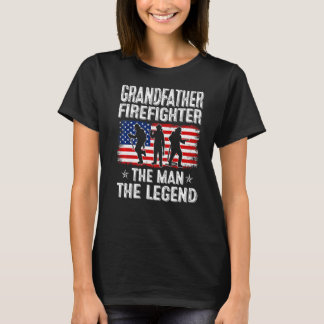 Mannen retro ons Flag Fathers Day Grandfather Fire T-shirt