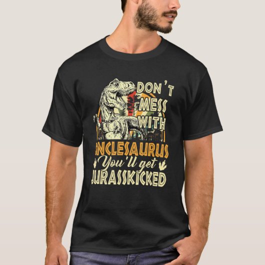 Mannen Retro oom Rex Saurus Vaderdag Kerstmis T-shirt (Voorkant)