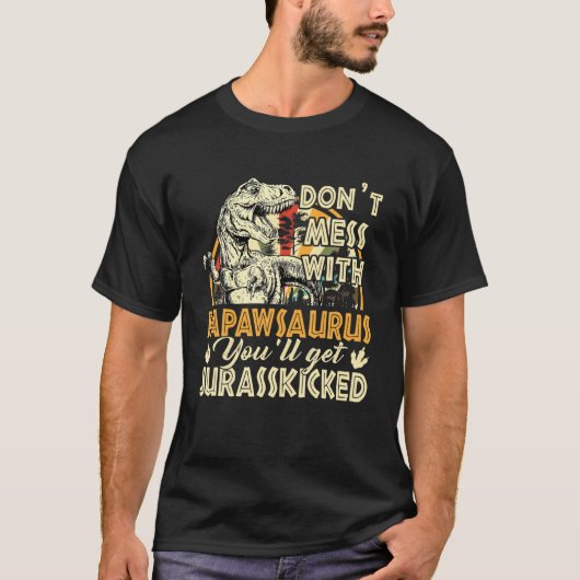 Mannen Retro Papaw Rex Saurus Vaderdag kerst T-shirt (Voorkant)