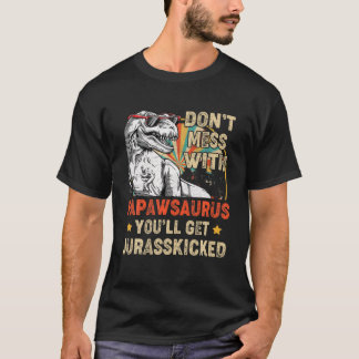 Mannen Retro Papaw Rex Saurus Vaderdag kerst T-shirt