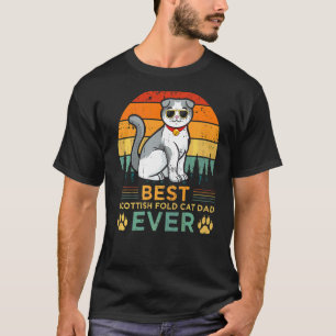 Mannen Retro Stijl Beste Schotse Vouw Kat Vader Oo T-shirt