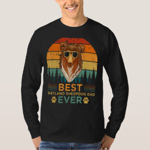 Mannen Retro Style Best Shetland Sheepdog Pap Oog T-shirt
