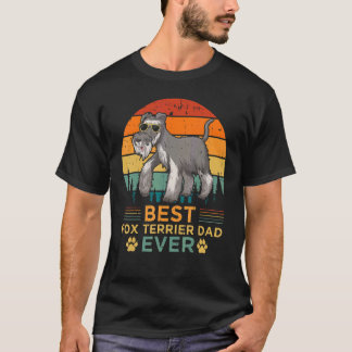 Mannen Retro Sunset Best Fox Terrier Dad Fat T-shirt