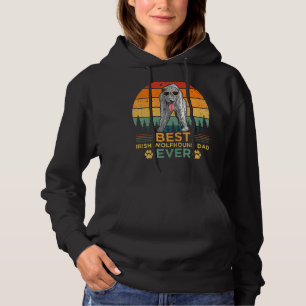 Mannen Retro Sunset Best Irish Wolfhound Dad Hoodie