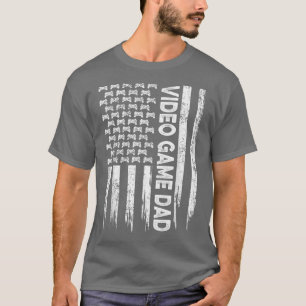 Mannen Retro USA American Flag Video Game Dad Patr T-shirt