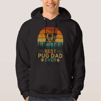 Mannen  Retrostijl Best Pug Pap Ooster Vader Hoodie
