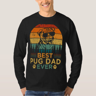 Mannen  Retrostijl Best Pug Pap Ooster Vader T-shirt