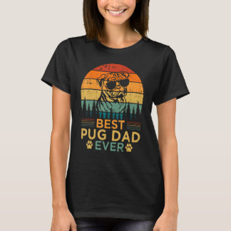 Mannen  Retrostijl Best Pug Pap Ooster Vader T-shirt